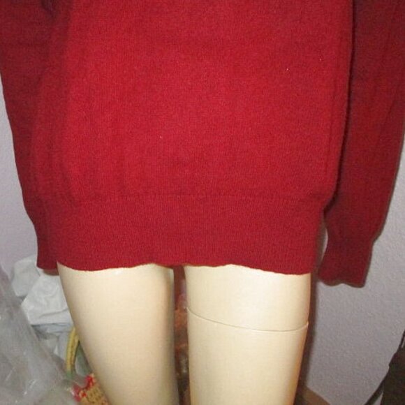 Vtg Harbour Club Sweater Mens Size L Lambswool Knit Pullover V-Neck Holiday Red - Picture 3 of 7